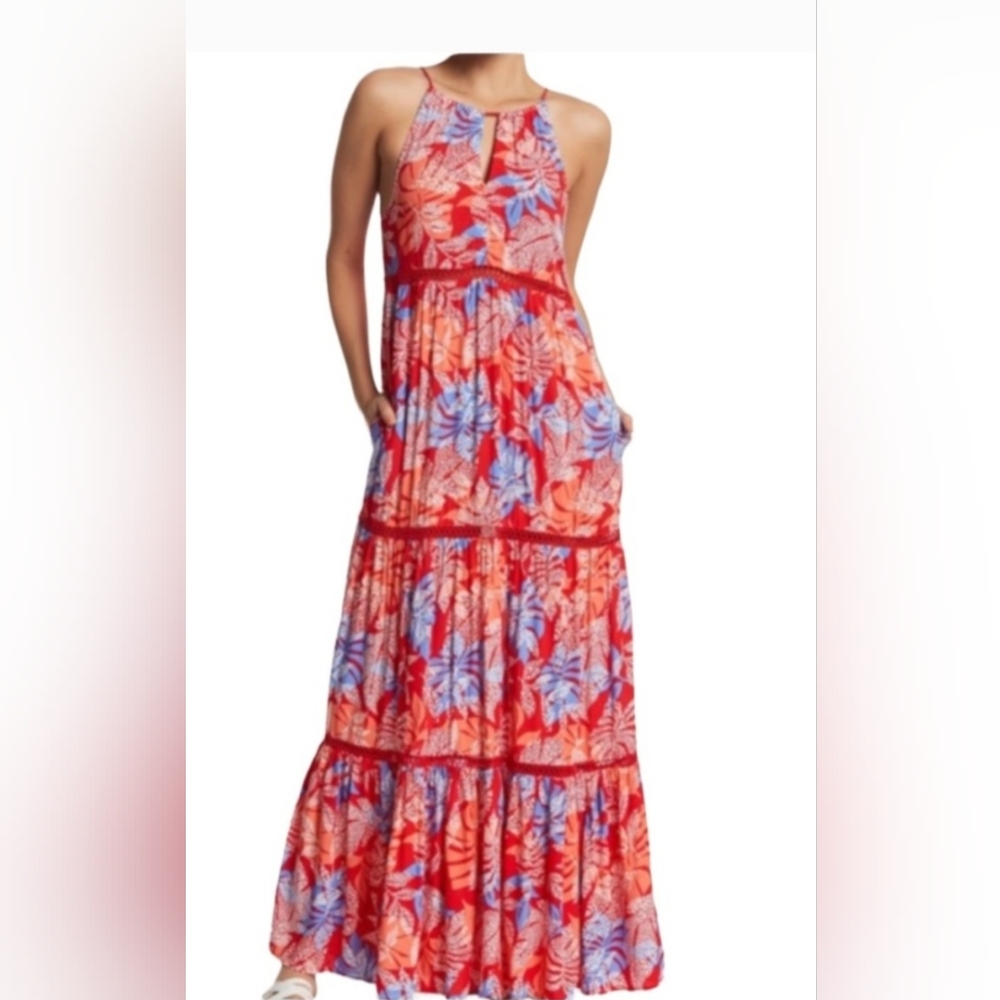 Red Carter Pink and Blue Tiered Ruffled Sundress